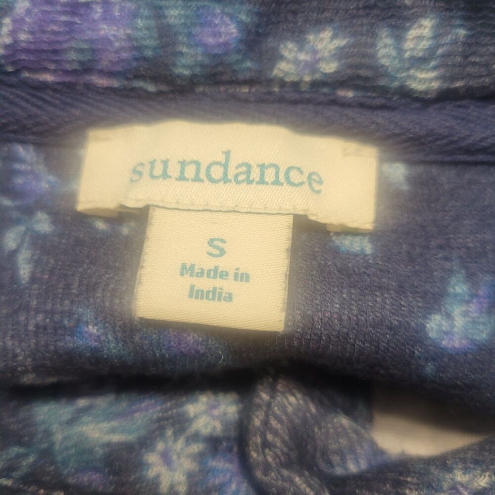 Sundance Size Small 3/4 Sleeve 3/4 Button Up Shirt Women Floral Patchwork Blue - Picture 6 of 7